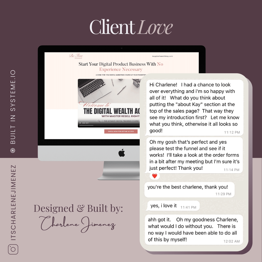 Be Free With Kay Sales Page - Client Love